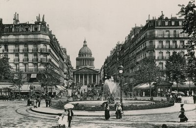 La Rue Soufflot et le Pantheon, The Soufflot Street og Pantheon (fotogravering) af French Photographer