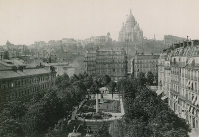 Le Square dAnvers et le Sacre-Coeur, Antwerps Square og Sacre-Coeur (fotogravering) af French Photographer