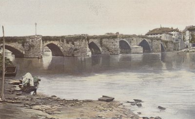 Limoges, Pont Saint-Martial, Udsigt taget opstrøms (venstre bred af Vienne) af French Photographer