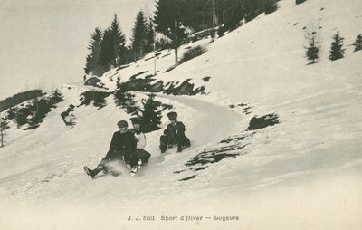 Lugers på et bjerg (s/h foto) af French Photographer