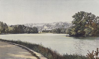 Lyon, Coteau de la Croix-Rousse, Udsigt taget ved søen fra Parc de la Tete-dOr af French Photographer