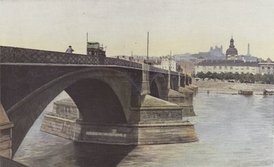 Lyon, Guillotiere-broen og Hôtel-Dieu-kirken af French Photographer