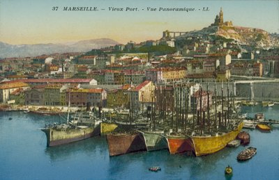 Marseille: Vieux Port, panoramaudsigt (foto i farver) af French Photographer