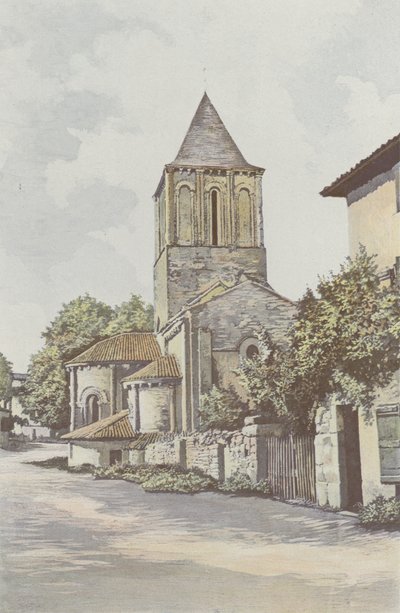 Melle, Saint-Pierre kirke, apsis og klokketårn af French Photographer