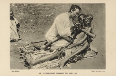 Missionær plejer spedalske af French Photographer