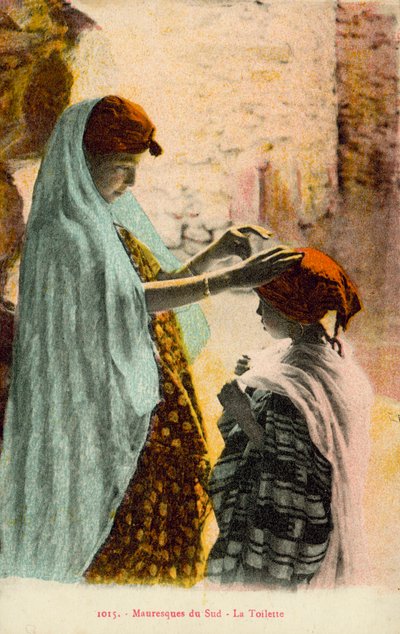 Muslimsk kvinde og barn (foto i farver) af French Photographer