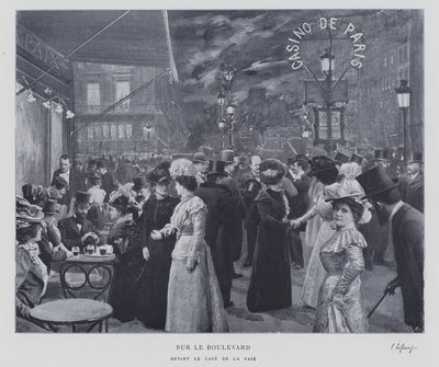 På boulevarden udenfor Cafe de la Paix, Paris (s/h foto) af French Photographer