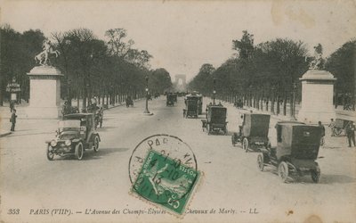 Paris - Avenue des Champs-Elysees. Postkort sendt i 1913. af French Photographer