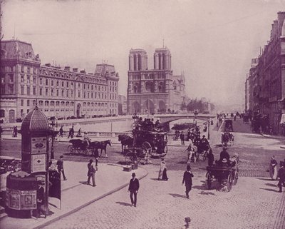 Paris: Pont St Michel og Notre Dame (s/h foto) af French Photographer