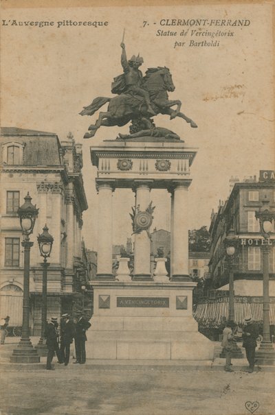 Malerisk Auvergne - statue af Vercingetorix af Bartholdi i Clermont-Ferrand. Postkort sendt i 1913. af French Photographer