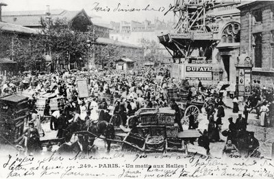 Postkort fra Les Halles, Paris, før 1914 af French Photographer