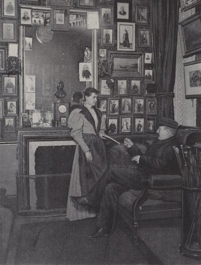 Værelse i Palais Garnier i Paris fyldt med portrætter af kunstnere (s/h foto) af French Photographer