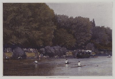 Roningsmesterskab på floden Marne ved Joinville-le-Pont, Frankrig (farvefoto) af French Photographer