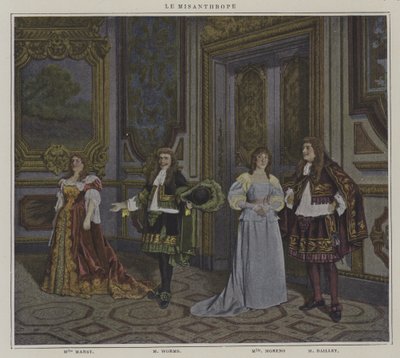 Scene fra en produktion af Le Misanthrope, af Moliere (farvefoto) af French Photographer