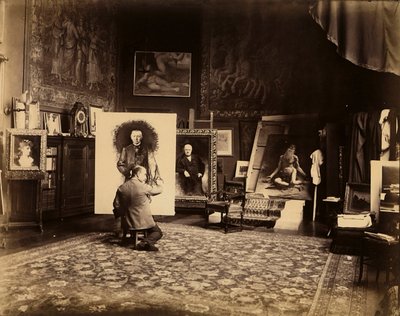 Atelier af maleren Leon Bonnat, ca. 1890 (s/h-foto) af French Photographer