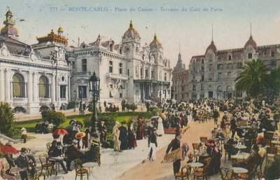 Terrasse på Cafe de Paris, Place du Casino, Monte Carlo. Postkort sendt i 1913. af French Photographer