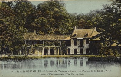 Dronningens hus, Hamlet of Marie Antoinette, Versailles (farvefoto) af French Photographer