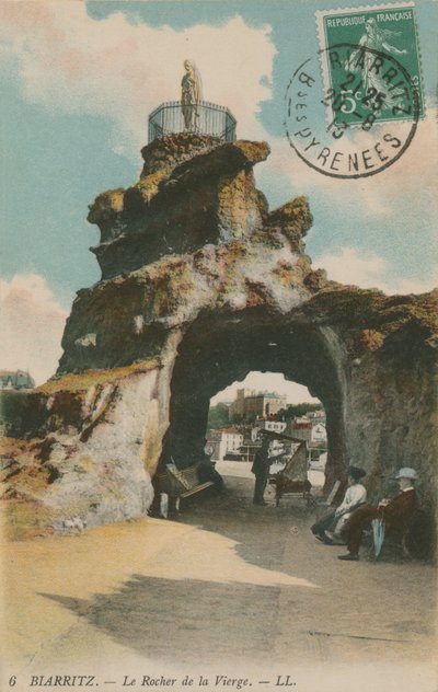 Den hellige jomfrus klippe i Biarritz, Frankrig. Postkort sendt i 1913. af French Photographer