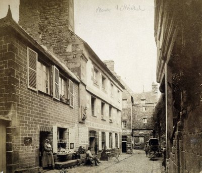 Hotellet og Poulard Inn ved indgangen til Mont-Saint-Michel, slutningen af det 19. århundrede af French Photographer