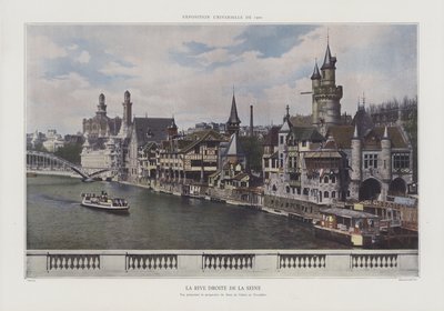 Den højre bred af Seinen under Exposition Universelle 1900, Paris (farvefoto) af French Photographer