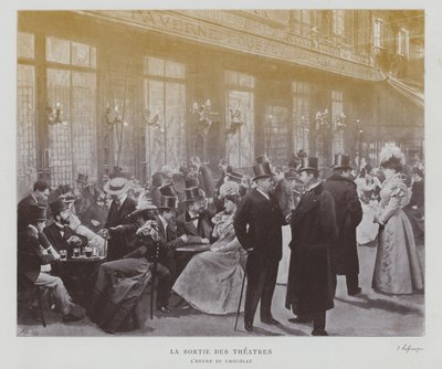 Teatergængere uden for Taverne Pousset i Paris efter en forestilling (s/h foto) af French Photographer