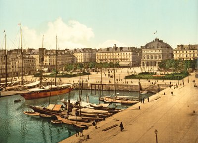 Udsigt over La Place Gambetta fra kajen, Le Havre, pub. 1890-1900 af French Photographer