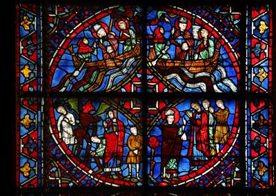 4 paneler fra St Germain vinduet (w29b) af French School