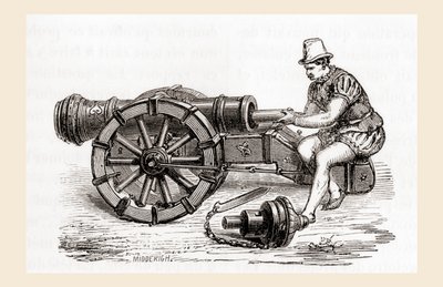 En tysk kanon fra det 16. århundrede, fra Les Merveilles de la Science, udgivet ca. 1870 (gravering) af French School
