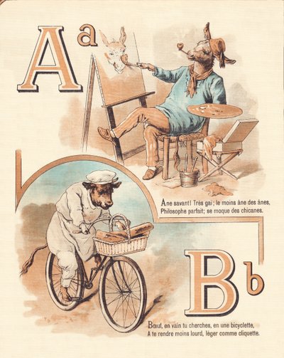 A B: dyr, kunstner, oksekød, bager af French School