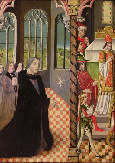 En donor med sine tre døtre og ofringen af Joachim, 1485-95 af French School