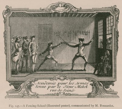 En fægteskole (illustreret plakat), meddelt af M. Bonnardot af French School