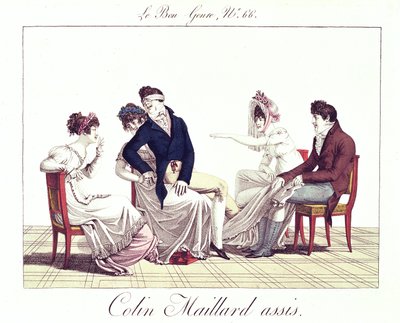 A Game of Colin-Maillard (Blind Mans Buff), ca. 1810-20 af French School