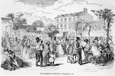 En guinguette i Belleville søndag aften, fra Tableau de Paris af Edmond Auguste Texier, Paris, 1852 af French School