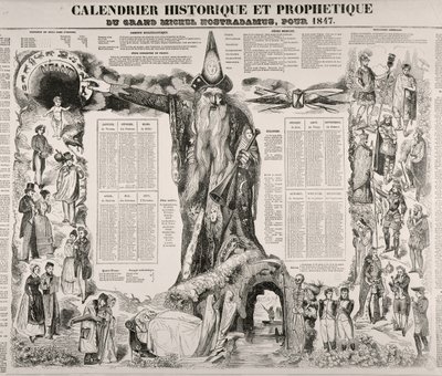 En historisk og profetisk kalender af Michel Nostradame (Nostradamus) (1503-66) 1847 af French School