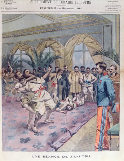 En Jiu-Jitsu Session i Frankrig, illustration fra Le Petit Parisien, 1905 af French School