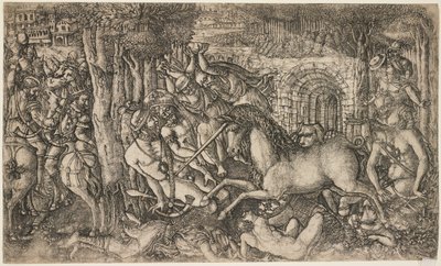 En konge forfulgt af en enhjørning, ca. 1547 af French School
