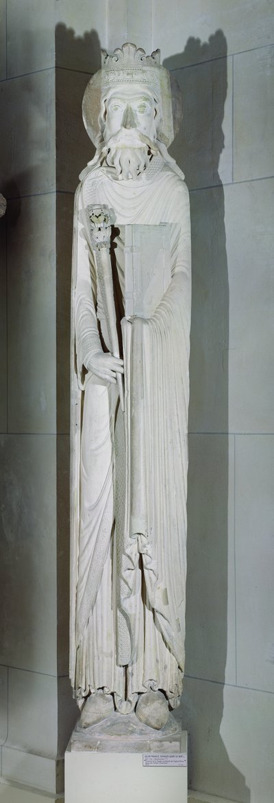 En konge, muligvis Salomon, fra vestfacaden af ​​Notre-Dame de Corbeil, Essonne af French School