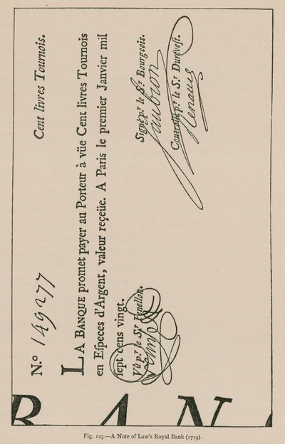 En note fra Laws Royal Bank (1719) af French School