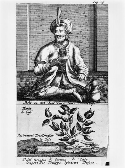 A Pot for Making Coffee, illustration fra New and Curious Treatise on Coffee, Tea and Chocolate af Philippe Sylvestre Dufour, La Haye, udgivet 1693 af French School