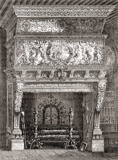 En renæssancepejs i Cluny-museet, Paris, Frankrig, fra 