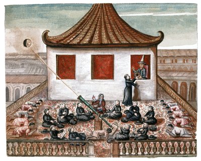 En solformørkelse i Siam, ca. 1700 (akvarel) af French School