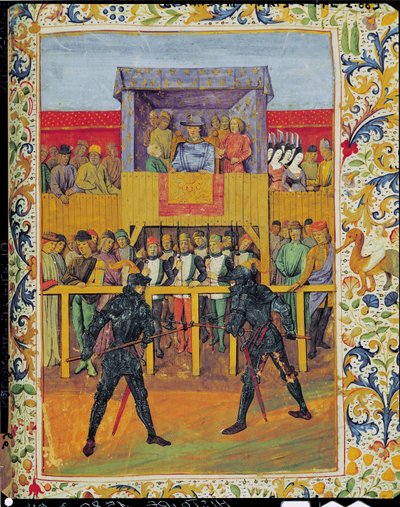 En turnering i hånd-til-hånd kamp fra Le Jouvencel af Jean de Bueil af French School