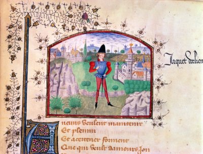 En trubadur fra bogen om hundrede ballader af Jean Le Seneschal af French School
