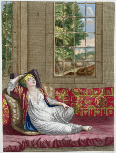 En tyrkisk kvinde, fra Recueil dEstampes sur les Costumes du Levant, graveret af Gerard Jean Baptiste Scotin (1671-1716) 1707-08 af French School