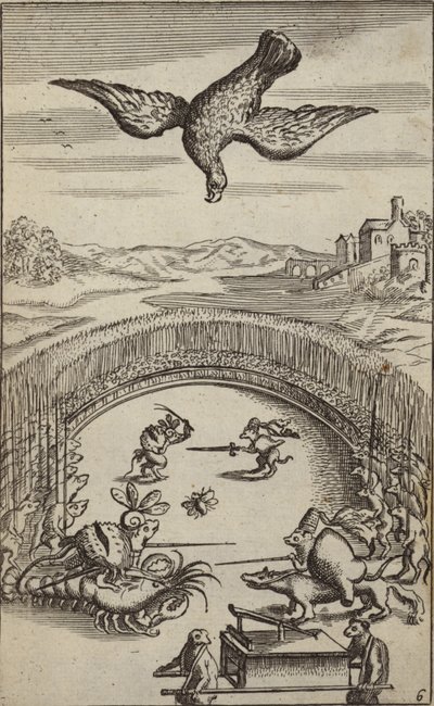 En børnebogsillustration med dyr og fugle af French School