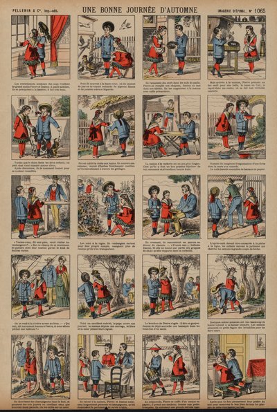 En fin efterårsdag (farvet gravering) af French School