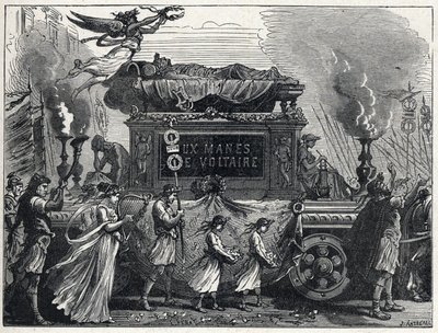 En funebre tank, der bærer Voltaires lig (Francois Marie Arouet af French School