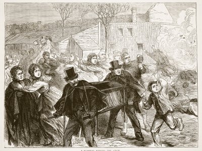 En begravelse under belejringen, marts 1871, illustration fra Cassells historie om krigen mellem Frankrig og Tyskland, 1870-1871 af French School