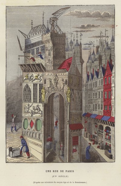 En gade i Paris, det 15. århundrede af French School