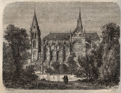 Abbey Saint-Victor (Saint Victor) i Paris, grundlagt i det 12. århundrede - indgravering i "Histoire de France" af Victor Duruy (1811-1894) - 1882 af French School